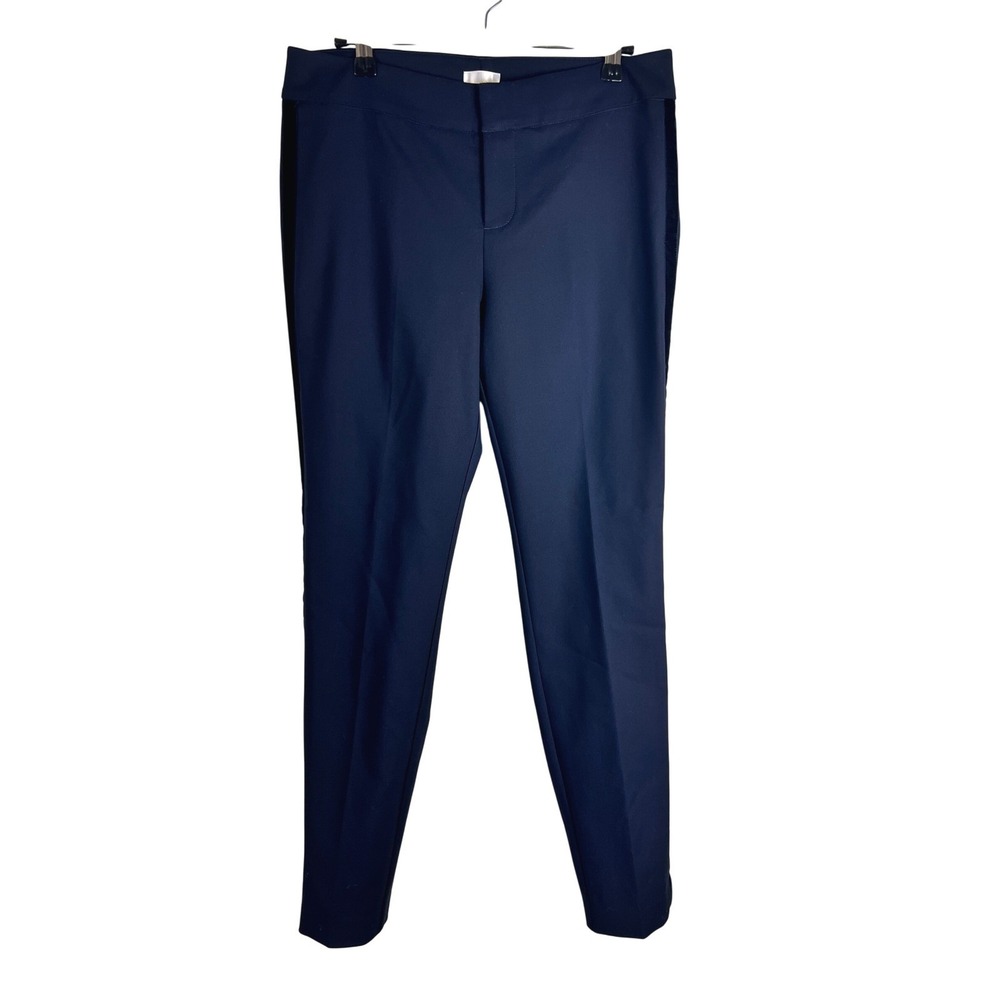 ecru Rivington‎ Navy Tux Stripe Velvet Trim Slim Ankle Pants Size 4 Stretch